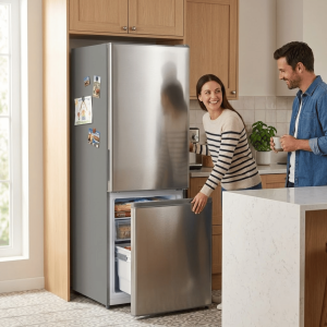 REFRIGERATEUR COMBINE 293LT-293LITRES(196LT NET) - 3TIROIRS R600A SILVER ECONOMIE D'ENERGIE - NASCO