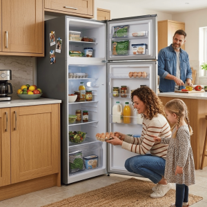 REFRIGERATEUR 188LT-188LITRES(120L+68L) - SILVER ECONOMIE D'ENERGIE R600 220-240V NO FROST - NASCO