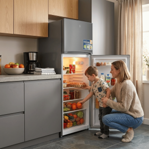 FRIGO 165LT-165LITRES (121LT+44LT) - SILVER AVEC CLE 220-240V R600A - NASCO