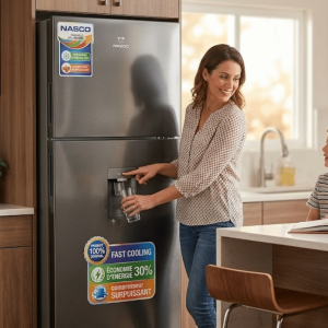 FRIGO 2 PORTES 397LT-397LITRES - GRIS FONCE FAST COOLING DISTRIBUTEUR D'EAU MULTI AIR FLOW - NASCO