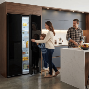 FRIGO AMERICAIN 517LT- 517LITRES - SIDE BY SIDE 2 BATTANTS MIROIR-NOIR - NASCO