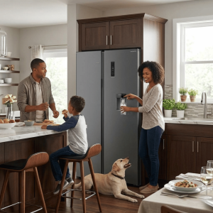 FRIGO AMERICAIN 542LT-542LITRES - 2 PORTES GRIS FAST COOL. DIST. D'EAU MULTIFLOW NANO AG+ - NASCO