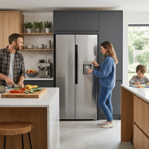 REFRIGERATEUR AMERICAIN 460LT-460LITRES NET(280L+180L) - 2PORTES DIST.D'EAU INOX NO FROST - NASCO