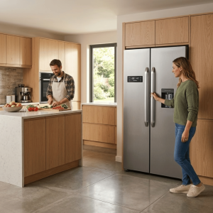 FRIGO AMERICAIN 529LT-529LITRES(344L+185L) - 2 BATTANTS INOX NO FROST DIST. D'EAU 220-240V - NASCO