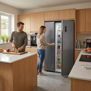 REFRIGERATEUR AMERICAIN 425LT-425LITRES (252L+173L) - 2 PORTES GRIS FONCE FAST COOLING R600A - NASCO