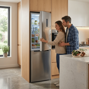 FRIGO COMBINE 327LT-327LITRES (221L+106L) - 3 TIROIRS GRIS FONCE AIR CIRCLE SYSTEM R600 - NASCO