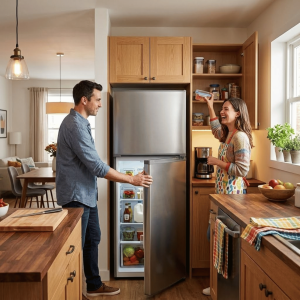 FRIGO COMBINE  211LT-211LITRES - AVEC CLE SILVER  4 PETITS + 1 GRAND TIROIR - NASCO