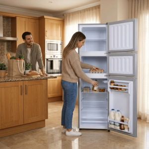 FRIGO 158LT-158LITRES (110LT+48LT) - 3 PORTES NOIR MIROIR R600A 220-240V - NASCO,Frigo -