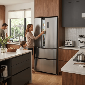 FRIGO 2 PORTES 320LT-320LITRES (191L+129L) -2 TIROIRS NO FROST GRIS SOMBRE 220-240V R600A - NASCO
