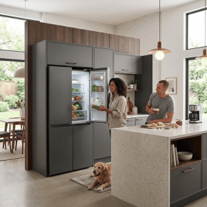 REFRIGERATEUR COMBINE 360LT-360LITRES(230L+130L) - 4 PORTES DARK SILVER ECONOMIE D'ENERGIE - NASCO