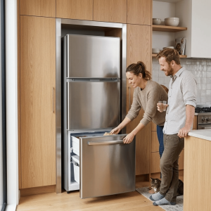 REFRIGERATEUR 3 PORTES 133LT-133LITRES - SILVER ECONOMIE D'ENERGIE 220-240V - NASCO,Frigo -
