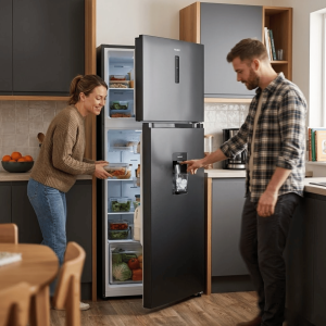REFRIGERATEUR 413LT-413LITRES (319L+94L) - NO FROST-COOLING TECH.DISTRIBUTEUR D'EAU DARK SILVER -