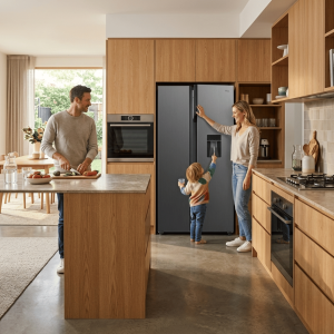 REFRIGERATEUR AMERICAIN 433LT-433LITRES(291+142) - 2 PORTES NOIR-MIROIR NO FROST-COOLING TECH. 