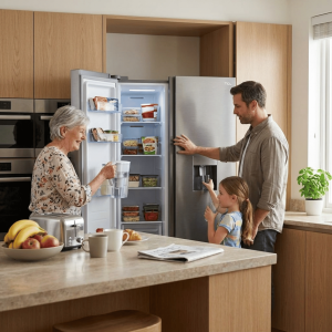 REFRIGERATEUR AMERICAIN 503LT-503LITRES NET (322L+181L) - 2 PORTES SIDE BY SIDE A+ DIST.D EAU INOX
