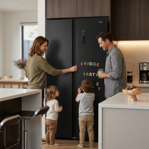 REFRIGERATEUR AMERICAIN 521LT-521LITRES(344+177) - 2 PORTES NOIR-MIROIR NO FROST-COOLING TECH.-