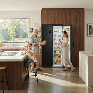 REFRIGERATEUR AMERICAIN 595LT-595LITRES(370+225) - 2 PORTES NOIR-MIROIR NO FROST-COOLING TECH. 