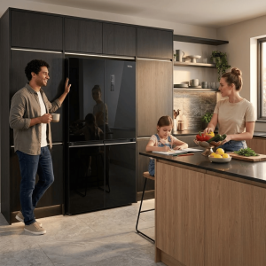 REFRIGERATEUR 421LT-421LITRES - 4 PORTES - INVERTER NO FROST BLACK GLASS 220-240V R600A - TCL,Frigo