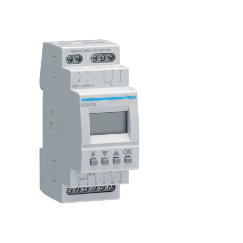 Interrupteur Horaire elec 2 voies multi-fonctions Bluetooth - Hager - EGN200,Interrupteurs &