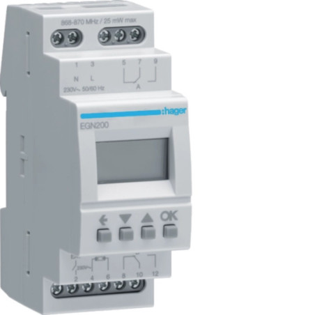 Interrupteur Horaire elec 2 voies multi-fonctions Bluetooth - Hager - EGN200,Interrupteurs &