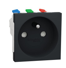 Prise 2P+T - FR - 90° - raccord rapide travers - Anthracite -