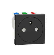 Prise 2P+T - FR - 90° - affleurant - raccord rapide - Anthra -