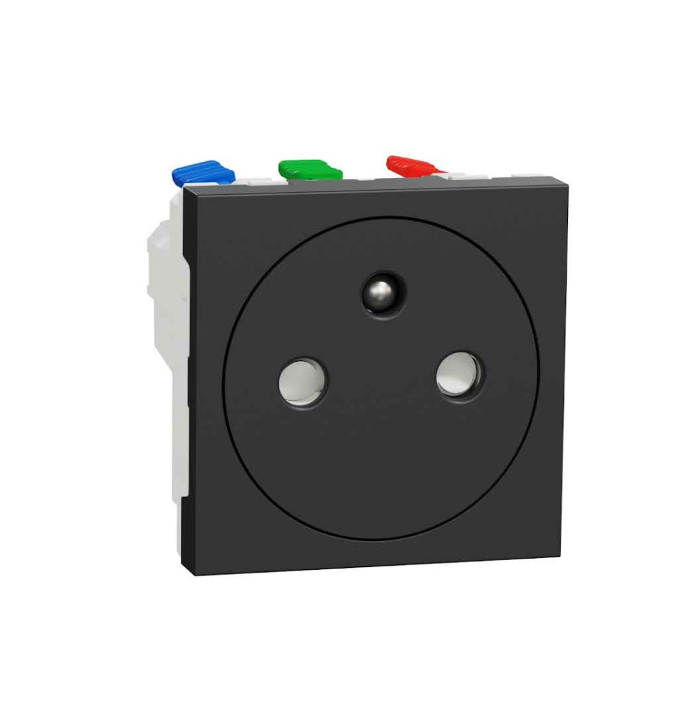 Prise 2P+T - FR - 90° - affleurant - raccord rapide - Anthra -