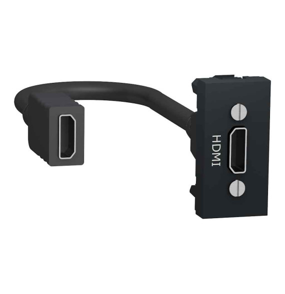 Prise HDMI préconnectorisée - 1 mod - Anthracite - méca seul -