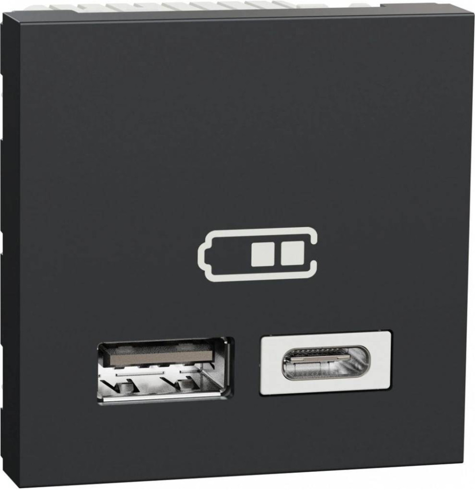 Chargeur USB double - 5Vcc - 2,4A type A+C - 2 modul - anthr - Chargeur USB double - 5Vcc - 2,4A type A+C - 2 modul - anthr -