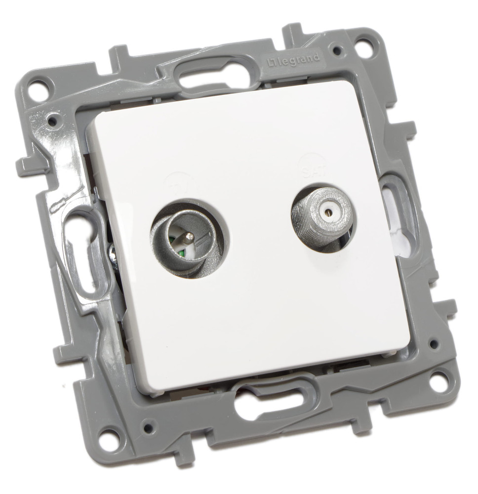 Prise de passage TV/SAT atténuation -14 dB - blanc - IK04 -