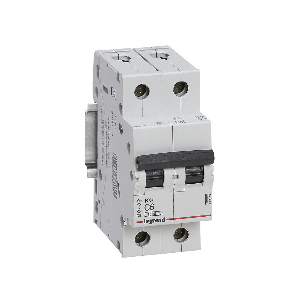 Disjoncteur RX³ 4500A 2P 6A courbe C - 419694 Disjoncteur RX³ 4500A 2P 6A courbe C - 419694