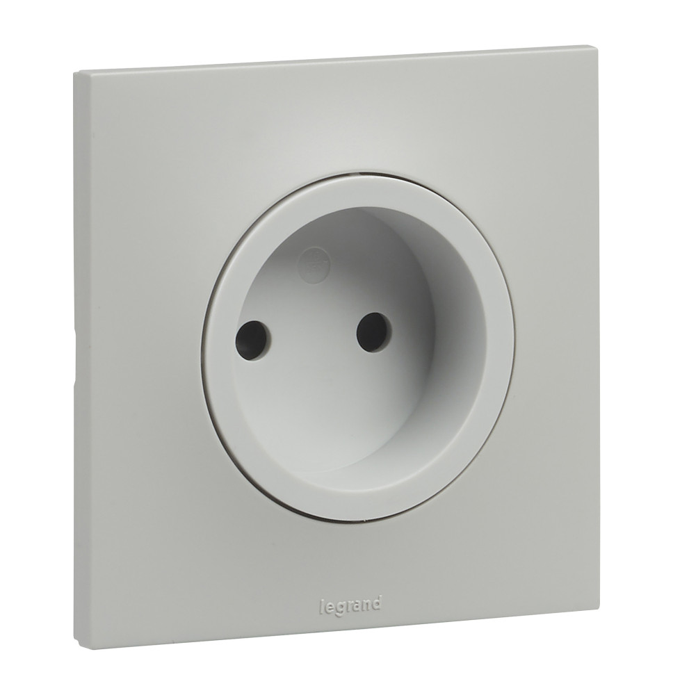 Prise 2 poles F/B avec eclips Urbano finition gris Legrand -