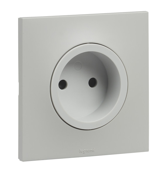 Prise 2 poles F/B avec eclips Urbano finition gris Legrand -