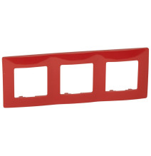 Plaque de finition 3 postes - rouge - thermoplastique brillant