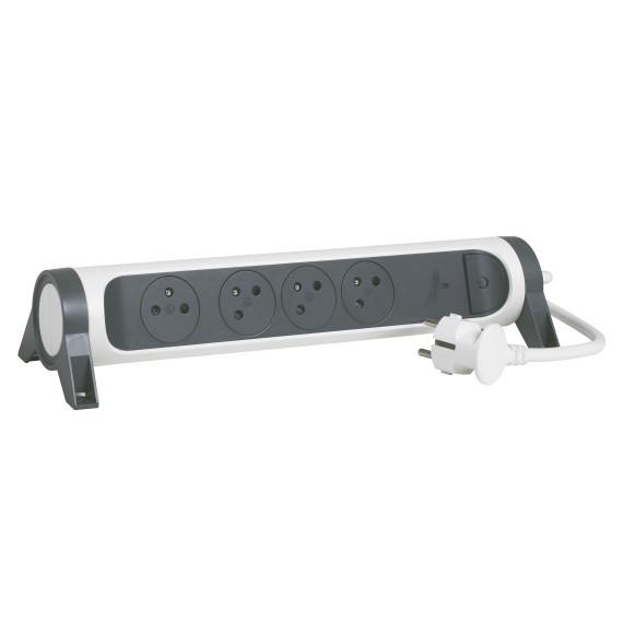 Rallonge multiprise bloc rotatif 4 prises 2P+T, disjoncteur