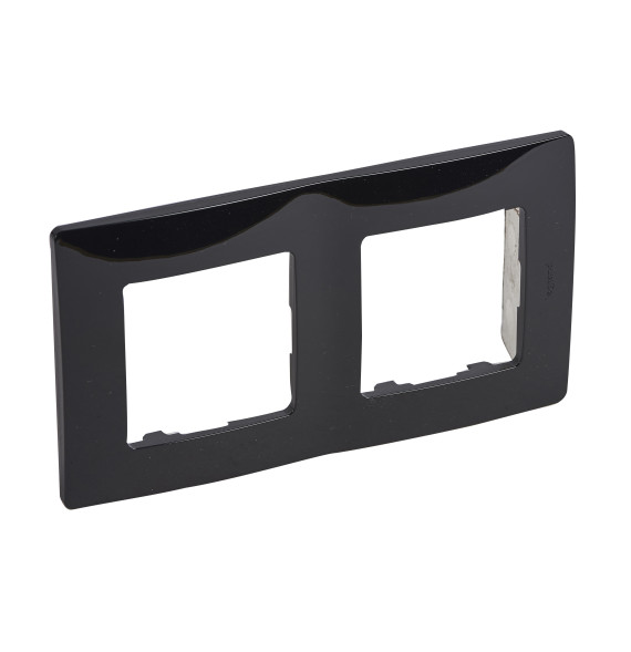 Plaque de finition 2 postes - onyx - fixation a clipser - IK04