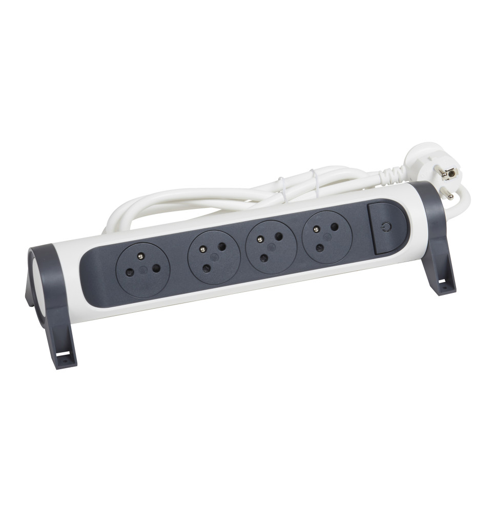 Rallonge multiprise avec bloc rotatif de 4 prises 2P+T Surface