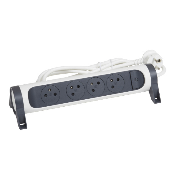 Rallonge multiprise avec bloc rotatif de 4 prises 2P+T Surface