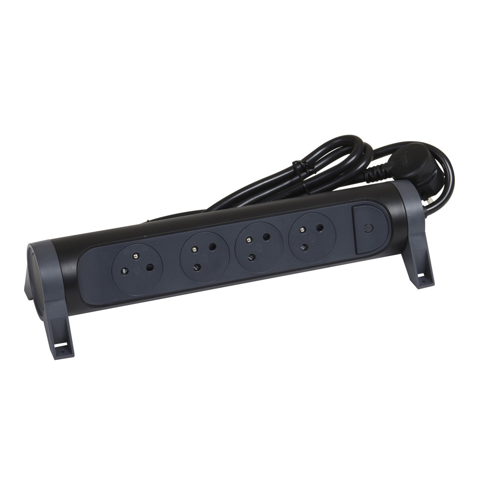 Rallonge multiprise avec bloc rotatif de 4 prises 2P+T, cordon Rallonge multiprise avec bloc rotatif de 4 prises 2P+T, cordon
