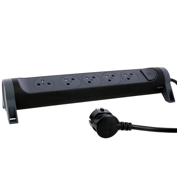 Rallonge multiprise avec bloc rotatif de 5 prises 2P+T Surface