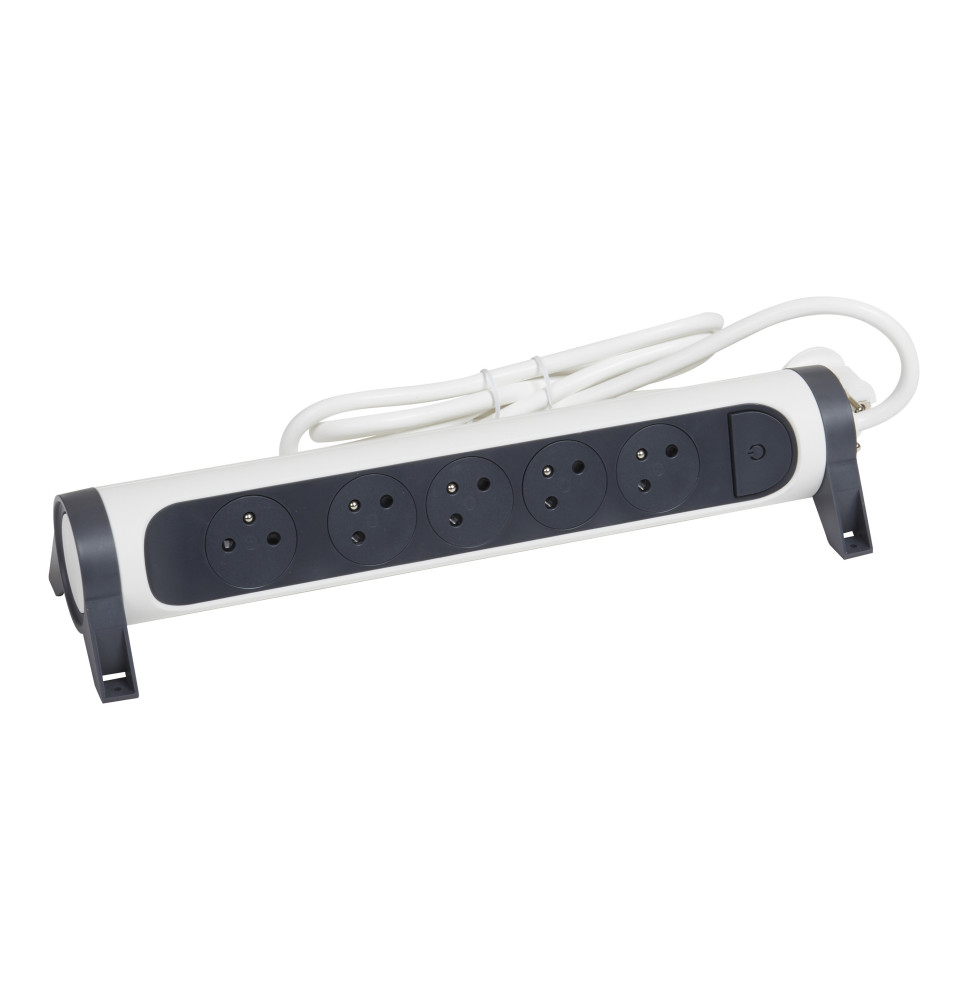 Rallonge multiprise avec bloc rotatif de 5 prises 2P+T Surface Rallonge multiprise avec bloc rotatif de 5 prises 2P+T Surface