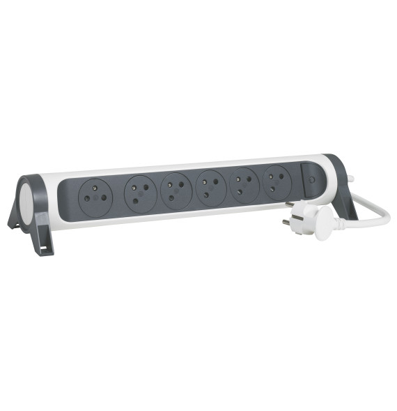Rallonge multiprise avec bloc rotatif de 6 prises 2P+T Surface