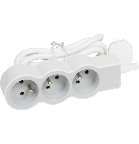 Rallonge multiprise extra-plate équipée de 3 prises 2P+T 16A