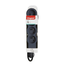Rallonge multiprise extra-plate équipée de 4 prises 2P+T 16A
