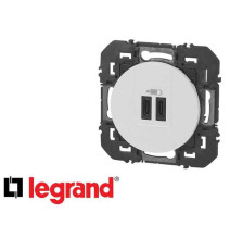 Double prise USB Type-A dooxie 3A15W finition blanc - Legrand -