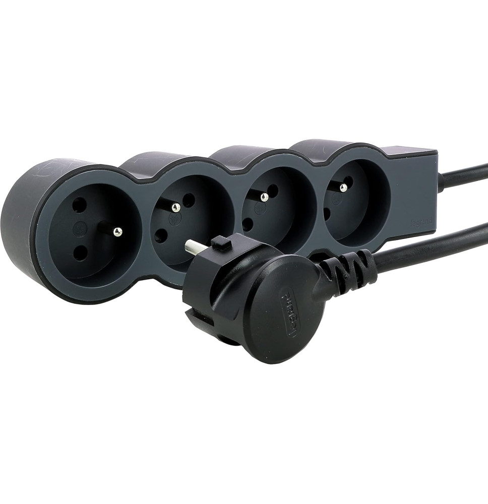 Rallonge multiprise extra-plate équipée de 4 prises 2P+T 16A
