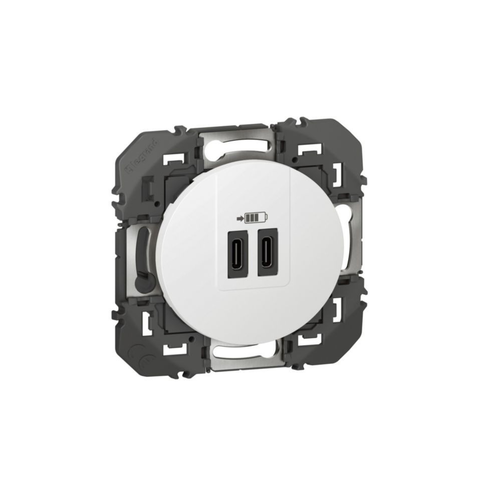 Double prise USB 1 Type-A + 1 Type-C dooxie 3A finition blanc -