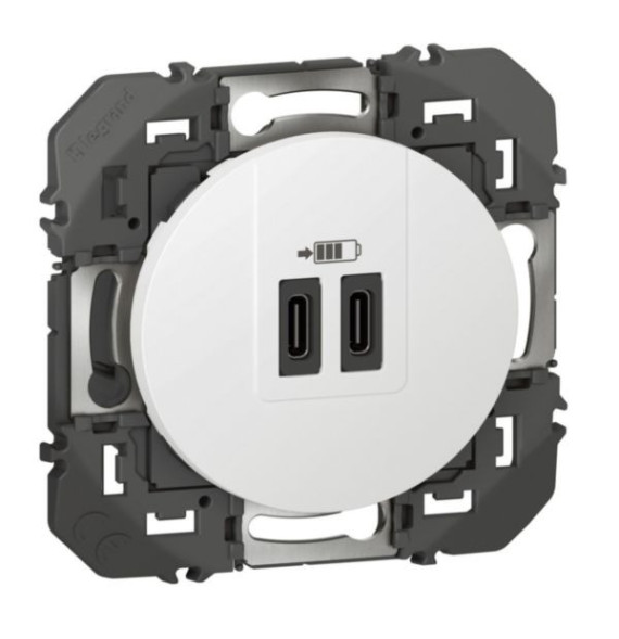 Double prise USB 1 Type-A + 1 Type-C dooxie 3A finition blanc -