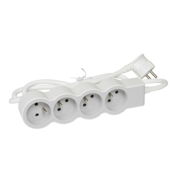 Rallonge multiprise extra-plate équipée de 4 prises 2P+T 16A