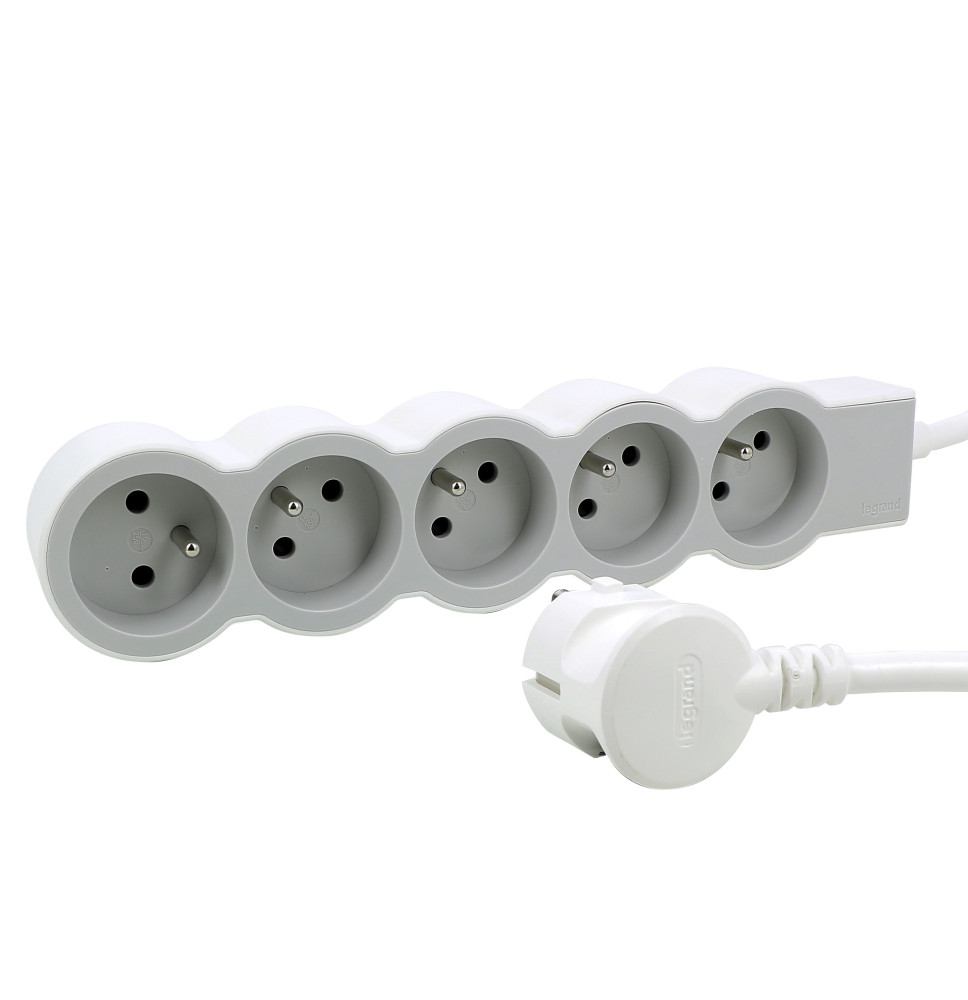Rallonge multiprise extra-plate équipée de 5 prises 2P+T 16A