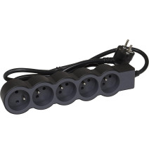 Rallonge multiprise extra-plate équipée de 5 prises 2P+T 16A